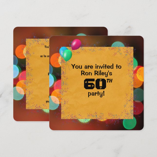 Invitation 60e anniversaire fête Bash (Devant / Derrière)