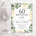 Invitation 60e anniversaire fête Eucalyptus aquarelle<br><div class="desc">Elégante invitation botanique à la fête du 60e anniversaire. Le design classique présente une aquarelle peinte à la main,  une couronne d'eucalyptus et une police de script. Personnalisez avec vos propres détails. Message-moi si vous avez besoin d'une personnalisation plus poussée.</div>