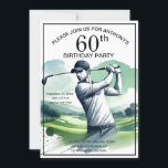 Invitation 60e Anniversaire Fête Golfer Sports Par Adult Golf<br><div class="desc">60e fête d'anniversaire pour un golfeur,  adulte,  sport,  père,  pour lui. Noir et blanc,  aquarelle,  moderne,  élégante invitation à la fête d'anniversaire. Veuillez le personnaliser avec vos détails.</div>