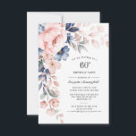 Invitation 60e anniversaire Floral Dusty bleu rose<br><div class="desc">Envoyez les invitations pour la fête du jalon à venir avec nos cartes de notes florales couleur bleu Aquarelle moderne Pastel Pink Indigo. Doté d'une belle aquarelle botanique fleurie. Il suffit de personnaliser avec les détails de la partie en cliquant sur le bouton customiser pour réorganiser et formater le style...</div>