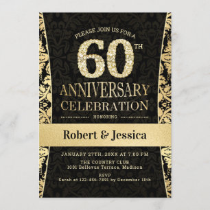 Invitation 60e anniversaire - Gold Black
