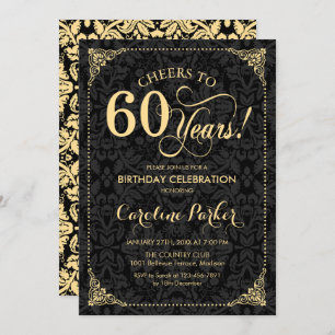 Invitation 60e anniversaire - Gold Black Damask