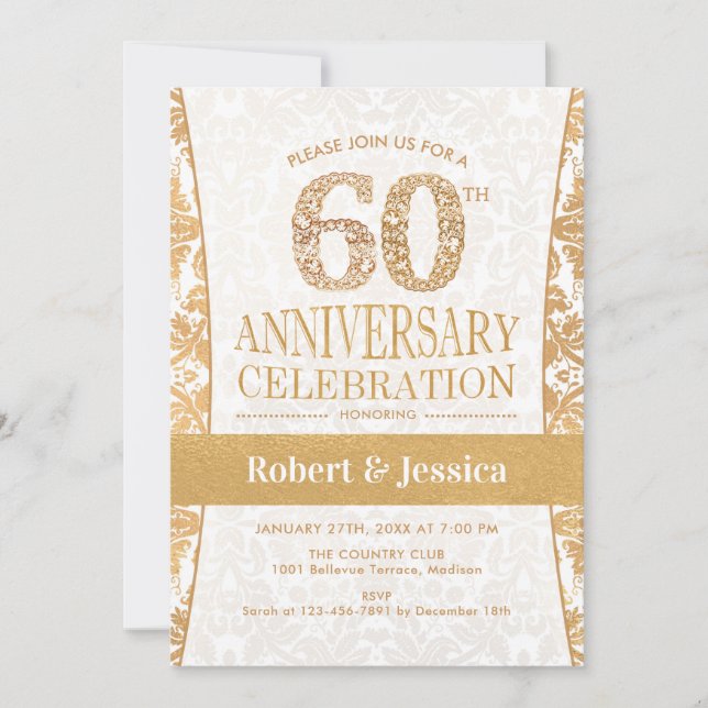 Invitation 60e anniversaire - Gold White (Devant)