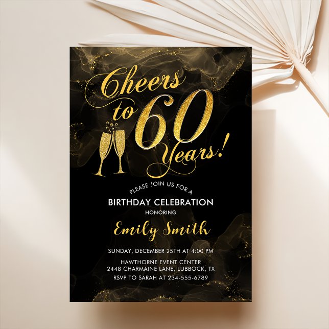 Invitation 60e Anniversaire - Joue À 60 Ans Or Noir (Créateur téléchargé)