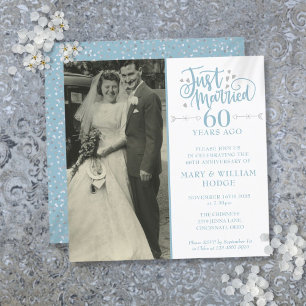 Invitation 60e anniversaire juste marié Mariage photo Carré