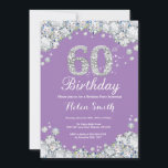 Invitation 60e anniversaire Lavande et diamant d'argent<br><div class="desc">Invitation du 60e anniversaire. Lavande et diamant de strass argenté. Élégant invitation de Bassorh Anniversaire. Anniversaire adulte. Femmes Anniversaire. Hommes Anniversaire. Pour plus de personnalisation,  cliquez sur le bouton "Customiser" et utilisez notre outil de conception pour modifier ce modèle.</div>