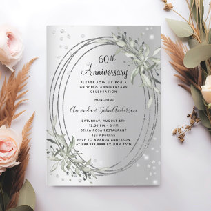 Invitation 60e anniversaire mariage argent vert diamant