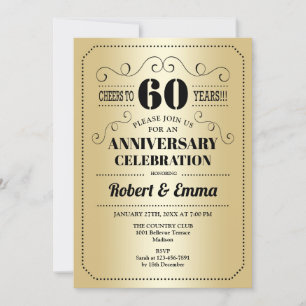 Invitation 60e anniversaire Mariage - Black Gold