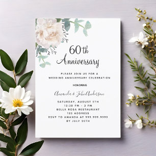 Invitation 60e anniversaire mariage de la verdure florale