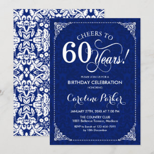 Invitation 60e anniversaire - Marine White Damask