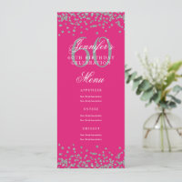 60e Anniversaire Menu Silver Hot Pink Confetti