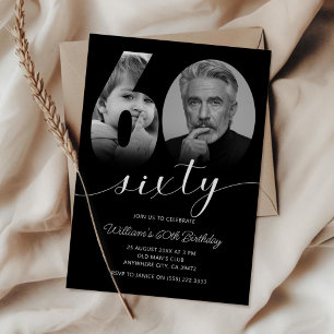 Invitation 60e anniversaire minimaliste Soixante photo