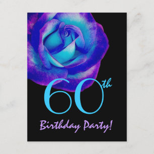 Invitation 60e anniversaire Modèle Purple and Blue Rose 001