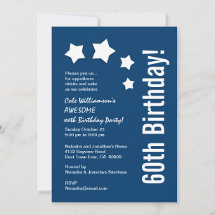 Invitation 60e anniversaire Moderne avec Stars Custom Color A