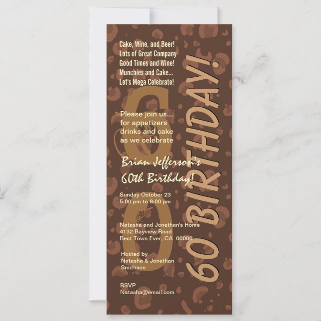Invitation 60e Anniversaire moderne café chocolat Camo Tall (Devant)