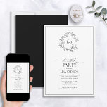 Invitation 60e anniversaire Moderne Noir & Blanc Poitrine feu<br><div class="desc">Bienvenue à votre fête d'anniversaire ! Mais ne vous inquiétez pas, il n'est pas temps de ralentir encore. Envoyez ces élégantes Invitations de crête feutrée Black & White pour 60e anniversaire et faites savoir à tout le monde que vous êtes prêt à faire la fête dans le style. Ces invitations...</div>