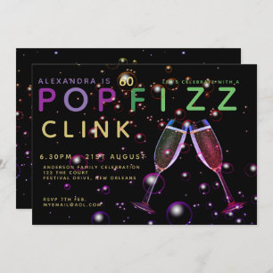 Invitation 60e anniversaire moderne - POP FIZZ CLINK Champagn