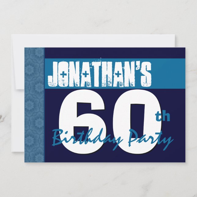 Invitation 60e anniversaire Motif bleu Midnight and Navy (Devant)