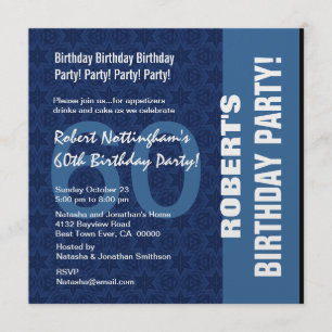 Invitation 60e anniversaire Motif moderne dans les tons bleus