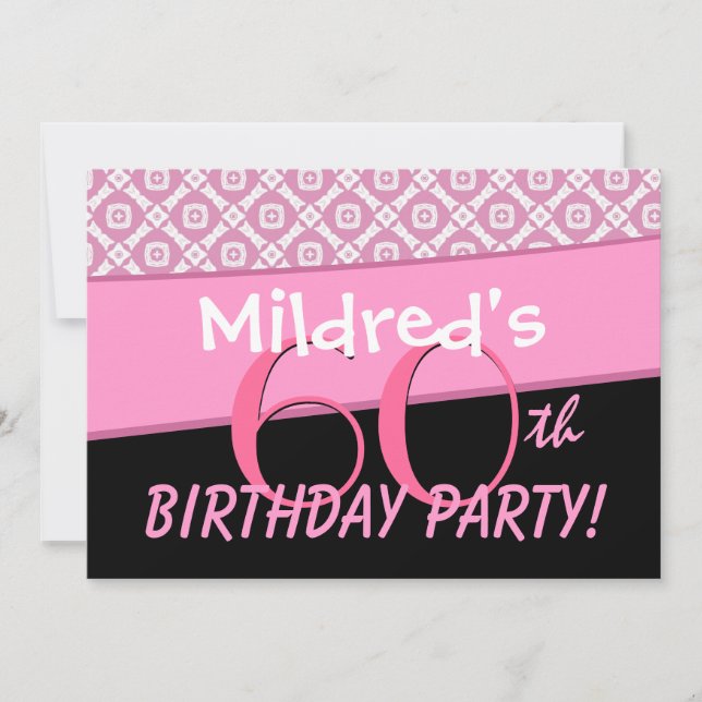 Invitation 60e anniversaire Motif rose (Devant)