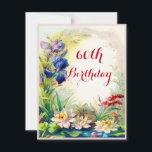 Invitation 60e anniversaire Nénuphars Vintages et fleurs d'Ir<br><div class="desc">nénuphars vintages de 60 ans, caleçons et fleurs d'iris sont des invitations personnalisés. L'élégante, personnalisée et fleurie invitation à la fête du 60e anniversaire femme modèle sur mesure, avec de belles illustrations d'art botanique antique vintage d'un étang d'eau bleu avec de jolies fleurs d'iris nénuphars et bleues. Scénario Whimsical, fantaisie,...</div>