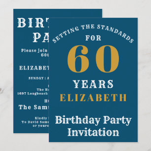 Invitation 60e anniversaire Normes Blue Gold Ajouter votre no