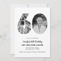 60e anniversaire Numéro 60 photo Collage noir blan