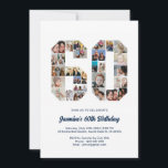 Invitation 60e anniversaire Numéro 60 Photo personnalisée Col<br><div class="desc">Célébrez le 60ème anniversaire de cette mignonne invitation. C'est un invitation de collage photo personnalisé qui vous permet de créer un design vraiment unique et mémorable. Ce modèle personnalisable vous permet d'insérer vos propres photos chères, en capturant les moments précieux de votre vie. Cette invitation est parfaite pour commémorer votre...</div>