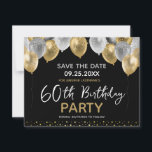Invitation 60e anniversaire Or et Noir<br><div class="desc">Parties scintillant argent et or ballons design modèle. Ajustable pour tout adulte d'âge sauf les invitations de fête d'anniversaire de la date.</div>