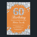 Invitation 60e anniversaire Orange et Silver Diamond<br><div class="desc">Invitation du 60e anniversaire. Diamant de Rhinestone Orange et Argent. Élégant invitation de Bassorh Anniversaire. Anniversaire adulte. Femmes Anniversaire. Hommes Anniversaire. Pour plus de personnalisation,  cliquez sur le bouton "Customiser" et utilisez notre outil de conception pour modifier ce modèle.</div>