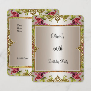 Invitation 60e anniversaire orné vintage lilas floral crème