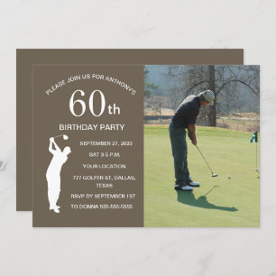 Invitation 60e Anniversaire Partie Golfer Brown Par Golf Phot