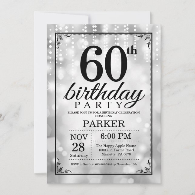 Invitation 60e anniversaire Parties scintillant d' (Devant)