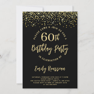 Invitation 60e anniversaire Parties scintillant or Confetti N