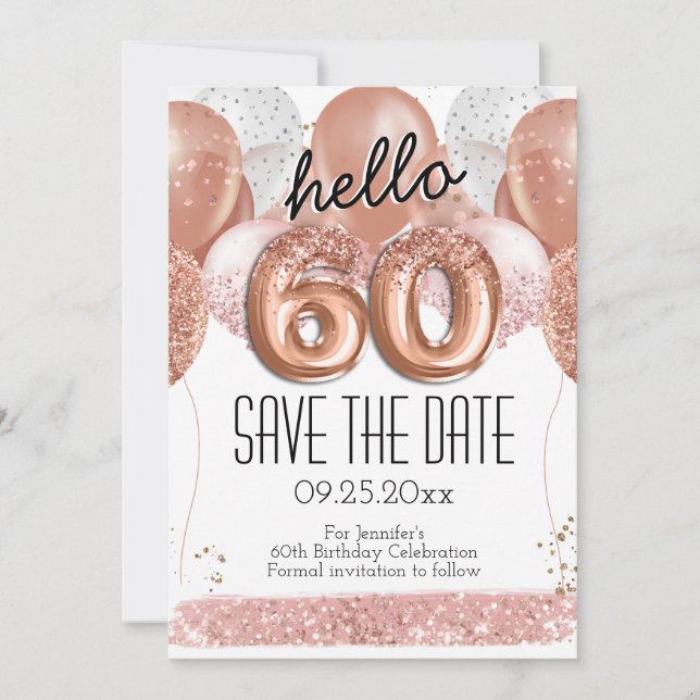 Invitation 60e anniversaire Parties scintillant rose Enregist (Devant)