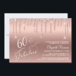 Invitation 60e anniversaire Parties scintillant Rose or<br><div class="desc">Élégante et chic invitation de fête du 60e anniversaire avec "60 & Fabulous" écrit en écriture blanche stylisée contre un arrière - plan rose d'or,  avec parties scintillant rose d'or faux. Vous pouvez personnaliser avec son nom et les détails de la fête.</div>