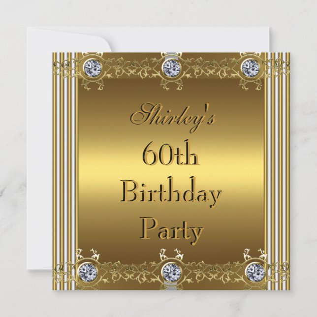 Invitation 60e anniversaire Party Gold (Devant)
