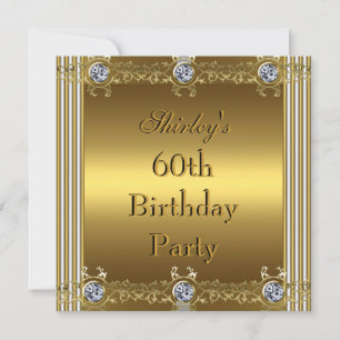 Invitation 60e anniversaire Party Gold