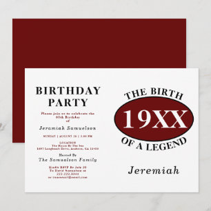 Invitation 60e anniversaire personnalisé Naissance d'une lége