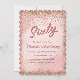 Invitation 60e anniversaire personnalisé Rose Gold