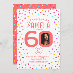Invitation 60e anniversaire photo personnalisée corail vivant