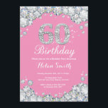 Invitation 60e anniversaire Pink and Silver Diamon<br><div class="desc">Invitation du 60e anniversaire. Diamant de strass rose et argent. Élégant invitation de Bassorh Anniversaire. Anniversaire adulte. Femmes Anniversaire. Hommes Anniversaire. Pour plus de personnalisation,  cliquez sur le bouton "Customiser" et utilisez notre outil de conception pour modifier ce modèle.</div>