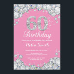 Invitation 60e anniversaire Pink and Silver Diamon<br><div class="desc">Invitation du 60e anniversaire. Diamant de strass rose et argent. Élégant invitation de Bassorh Anniversaire. Anniversaire adulte. Femmes Anniversaire. Hommes Anniversaire. Pour plus de personnalisation,  cliquez sur le bouton "Customiser" et utilisez notre outil de conception pour modifier ce modèle.</div>