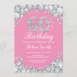 Invitation 60e anniversaire Pink and Silver Diamon