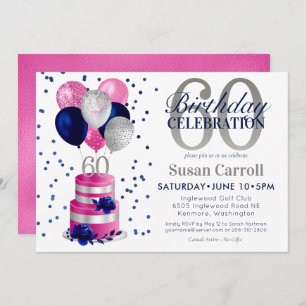 Invitation 60e anniversaire Pink Cake