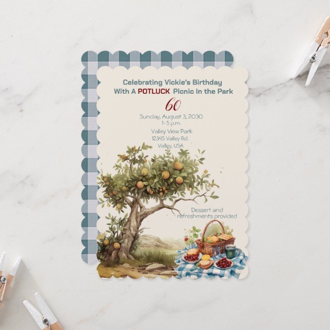Invitation 60e anniversaire Pique-nique dans le parc (Devant/Arrière en situation)