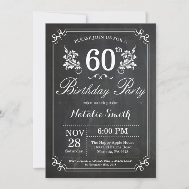 Invitation 60e anniversaire Plafond floral (Devant)