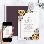 Invitation 60e Anniversaire Plum violet Tournesol Aquarelle<br><div class="desc">Célébrez votre 60e anniversaire en style avec cette magnifique Invitation Plum Purple Sunflower 60e anniversaire! Doté d'élégantes botaniques à fleurs de prune pourpre et d'éléments de tournesol, et d'un cadre de prune pourpre, cette invitation éblouira vos invités. De plus, vous pouvez personnaliser les détails de la fête à l'aide de...</div>