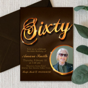 Invitation 60e anniversaire pour une femme avec photo