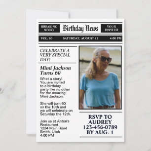 Invitation 60e Anniversaire Première page Journal Anniversair